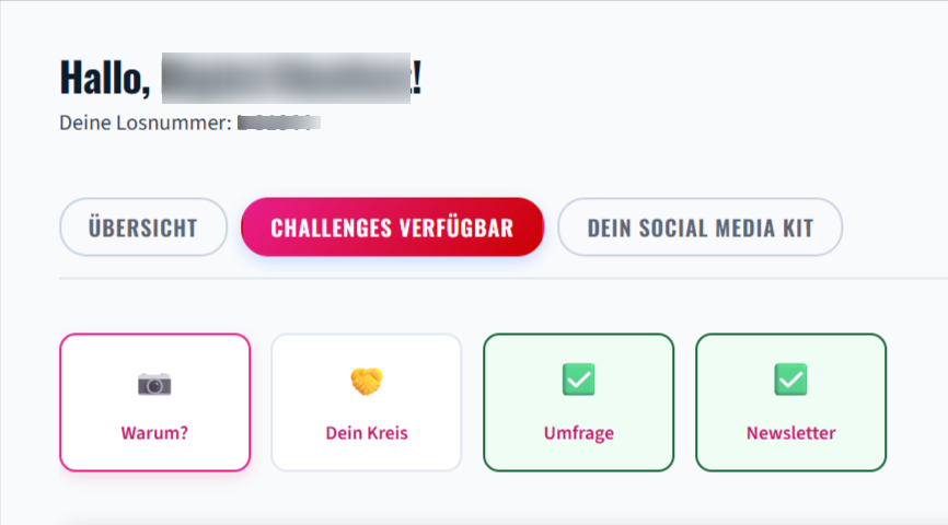 Screenshot der Challenges im internen Bereich der Retter-App